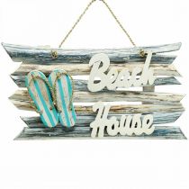 Article Panneau en bois « Beach House » décoration maritime à suspendre 46×5×27cm