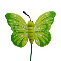 Article Papillons en bois sur bâton, assortis en 3 couleurs, 8cm, 24 pièces