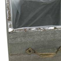 Article Jardinière bois tiroir gris délavé 15×15cm/12×12cm lot de 2