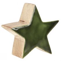 Article Décoration de table en bois de manguier étoile naturelle verte étoile en bois Ø10cm 3 pcs
