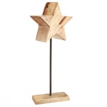 Article Étoile en bois naturel avec base en tige décoration étoile 20x9,5x50cm