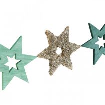 Article Décoration à disperser étoile en bois vert, mélange de poinsettias pailletés 4cm 72 pcs