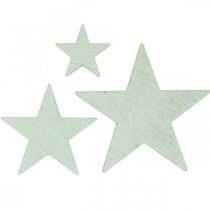 Article Décoration d&#39;étoiles en bois décoration à disperser Noël menthe 3/5/7cm 29 pcs