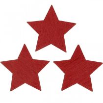 Article Étoiles en bois paillettes rouges étoiles de Noël 3cm 72pcs