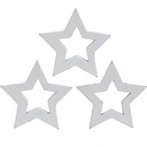 Étoiles en bois décoration dispersées étoiles de Noël blanc 3cm 72pcs