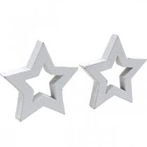 Article Étoiles en bois décoration dispersées étoiles de Noël blanc 3cm 72pcs