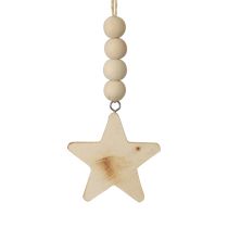 Article Étoiles décoratives en bois avec corde et perles naturelles, set de 6 pièces