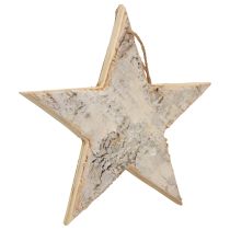 Article Étoile décorative suspendue en bois avec écorce blanche Ø20 cm
