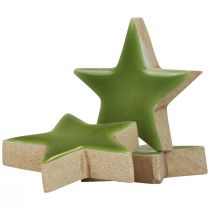 Article Décorations de Noël étoiles en bois décorations dispersées vert clair brillant Ø5cm 8pcs