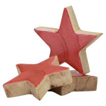 Décoration étoiles en bois Décoration de Noël étoiles rose brillant Ø5cm 8pcs