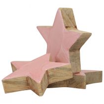 Étoiles de décoration en bois étoiles décoration de Noël rose brillant Ø5cm 8pcs