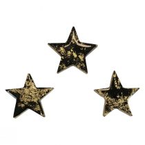 Article Étoiles en bois Noël noir doré brillant Ø5cm 8 pcs