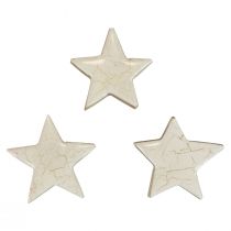 Étoiles en bois étoiles décoratives or blanc bois craquelé Ø5cm 8pcs