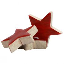 Étoiles en bois étoiles décoratives rouge décoration dispersée effet brillant Ø5cm 12pcs
