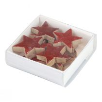 Article Étoiles en bois étoiles décoratives rouge décoration dispersée effet brillant Ø5cm 12 pcs