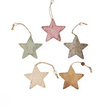 Article Étoiles en bois étoiles décoratives à suspendre décoration vintage Ø6,5cm 10pcs