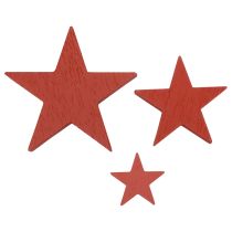 Article Décoration d&#39;étoiles en bois décoration à disperser Noël rouge 3/5/7cm 29pcs