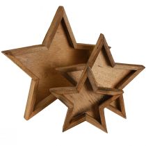 Article Plateau en bois décor étoile marron Ø38/29/22cm Lot de 3