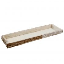 Article Plateau en bois avec écorce naturelle blanchie à la chaux 59×20cm 2pcs