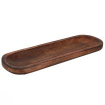 Article Plateau en bois ovale Plateau décoratif lasuré brun 40×12cm
