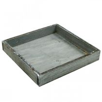 Article Plateau en bois carré gris, plateau décoratif blanchi à la chaux 19×19cm