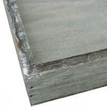 Article Plateau décoratif carré en bois gris, blanc lavé 19×19cm 2pcs