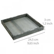 Article Plateau bois carré gris, blanc décoration de table shabby chic 24,5×24,5cm 2pcs