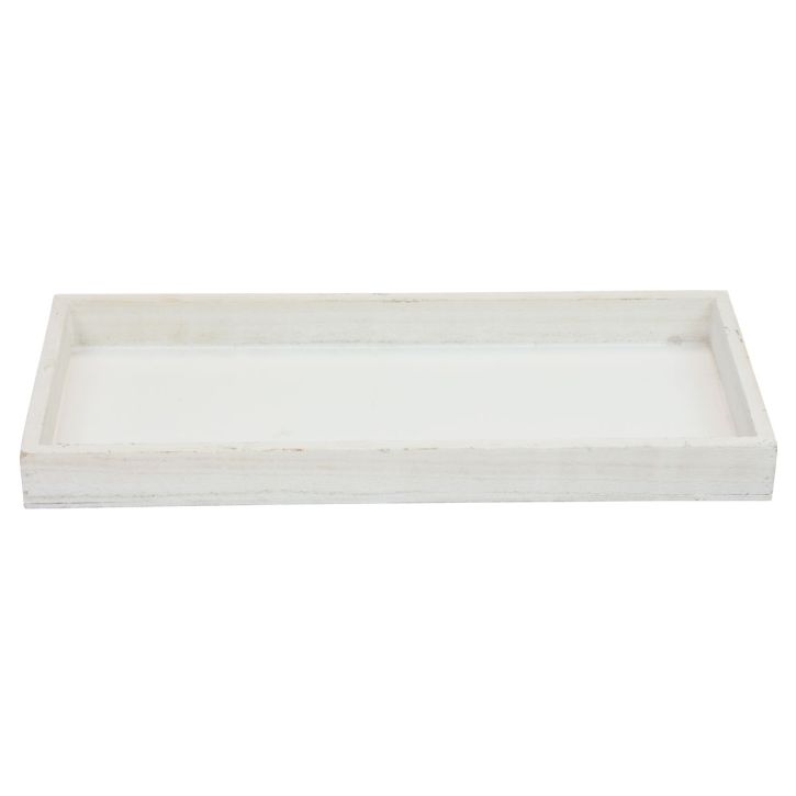 Article Plateau en bois plateau décoratif blanc shabby chic bois 35×15×3cm
