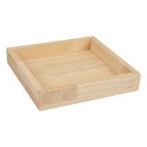 Plateau en bois plateau décoratif bois carré naturel 25×25×3.5cm