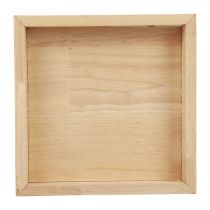 Plateau en bois plateau décoratif bois carré naturel 25×25×3.5cm