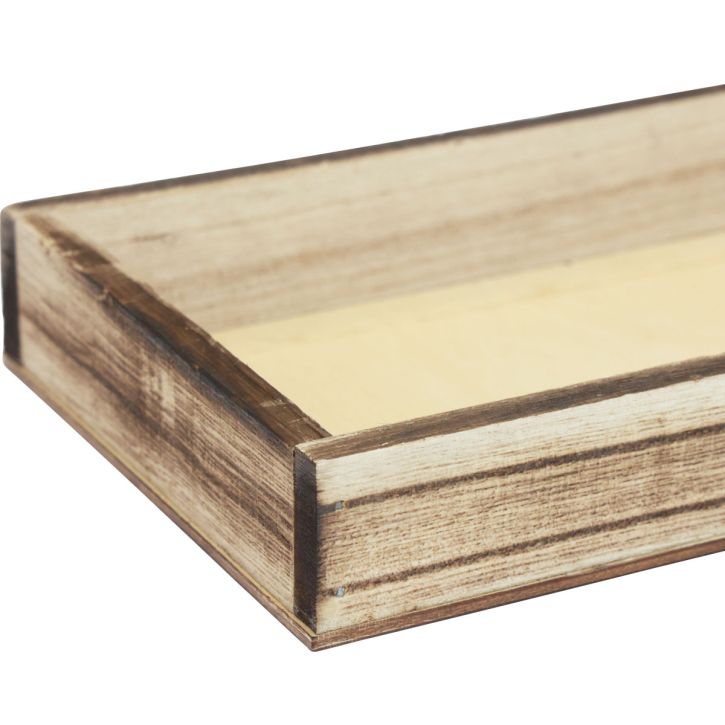 Article Plateau en bois flammé plateau décoratif décoration de table rustique 30×15×3cm