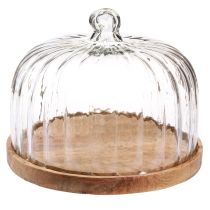 Article Assiette en bois avec dôme à fromage assiette décorative bois Ø29cm H22cm