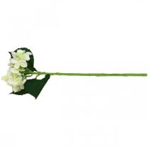 Article Hortensia, fleur en soie, fleur artificielle pour déco de table blanc, vert L44cm
