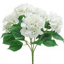 Article Bouquet déco hortensia blanc fleurs artificielles 5 fleurs 48cm