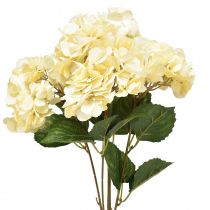 Article Bouquet d&#39;hortensia fleurs artificielles jaune 5 fleurs 48cm