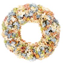 Article Couronne d'hortensias artificiels, colorée, pour porte et mur, 55 cm