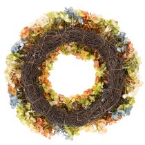 Article Couronne d'hortensias artificiels, colorée, pour porte et mur, 55 cm