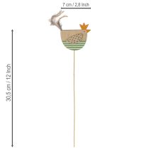 Article Piquets en forme de poule, motif Pâques, pour une décoration printanière joyeuse, 7 cm, lot de 12
