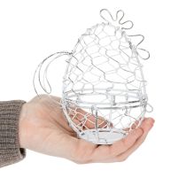 Article Panier en fil de fer en forme de poule pour les œufs de Pâques. Un ajout charmant à votre décoration de Pâques. 14 cm