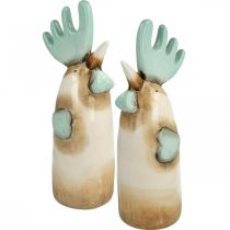 Article Décoration de cuisine en céramique coq poulet bleu clair marron H23cm 2 pièces