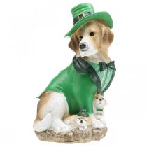 Article Beagle en chapeau St. Patrick's Day Dog in Suit Garden Decor Hound H24.5cm