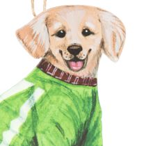 Article Décoration de Noël en forme de chien, ornement à suspendre, chien avec écharpe et chapeau, 12 cm, lot de 2