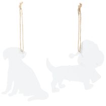Article Décoration de Noël en forme de chien, ornement à suspendre, chien avec écharpe et chapeau, 12 cm, lot de 2
