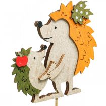 Article Bouchon de fleur hérisson avec enfant décoration d&#39;automne bois 8,5cm 8 pcs