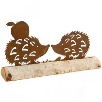 Déco hérisson rouille écorce de bouleau métal déco automne 20×4cm H10.5cm