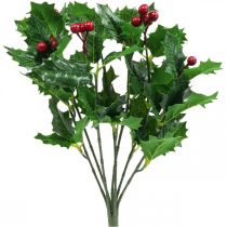 Branche de Noël houx Ilex baies artificielles 37cm