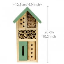 Article Maison d'insectes de jardin en bois vert d'aide à la nidification d'hôtel d'insecte H26cm