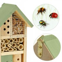 Article Maison d&#39;insectes de jardin en bois vert d&#39;aide à la nidification d&#39;hôtel d&#39;insecte H26cm