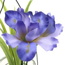 Article Iris lilas en verre à suspendre H21,5cm