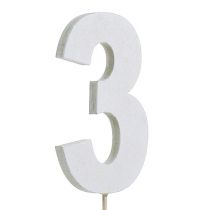 Article Chiffre anniversaire blanc „3 » sur tige L. 27 cm 10 p.